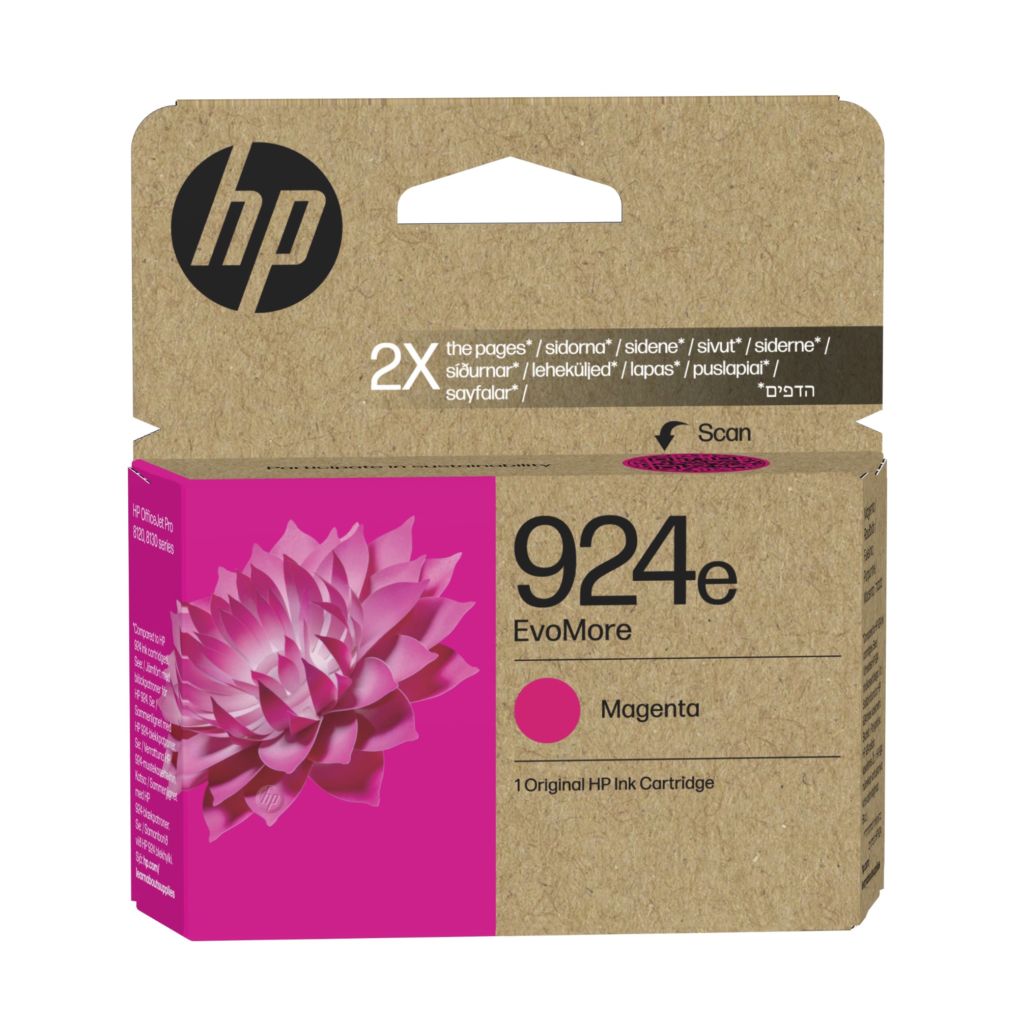 HP 4K0U8NE/924E Ink cartridge magenta EvoMore, 800 pages ISO/IEC 19752 for HP OJ Pro 8120/e