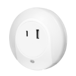 LogiLink LED night light, twilight sensor, 1x USB-A, 1x USB-C, 18W
