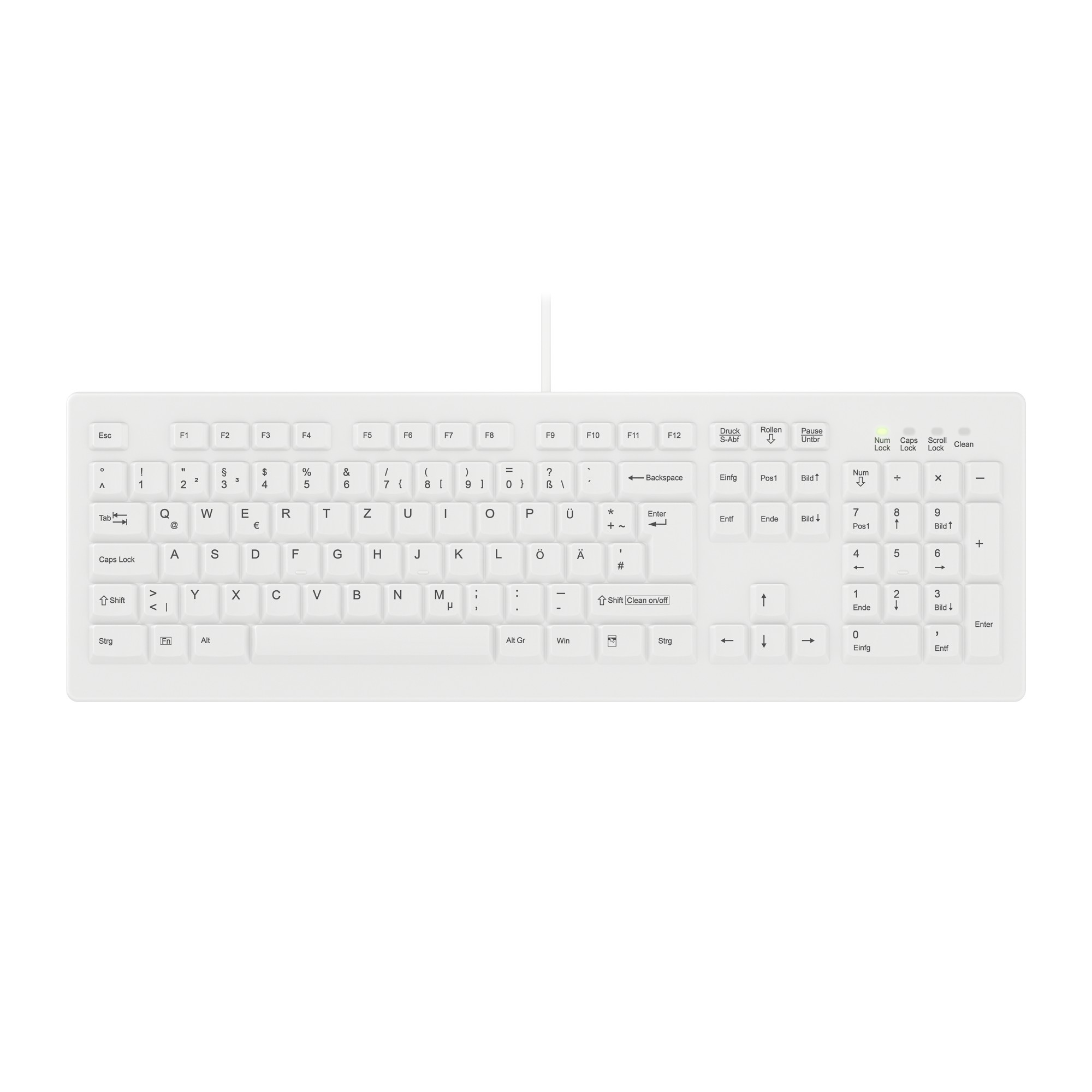 Contour Design Active Key Contour ClassicClean Medical Keyboard Removable Cover Full-Size Wired White DE C8100