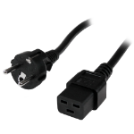 StarTech.com 2m (6ft) Computer Power Cord, 16AWG, EU Schuko to C19, 16A 250V, Black Replacement AC Power Cord, Printer Power Cord, PC Power Supply Cable, Monitor Power Cable - UL Listed