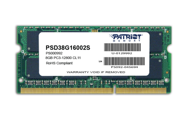 Image of Patriot Memory 8GB PC3-12800 memory module 1 x 8 GB DDR3 1600 MHz