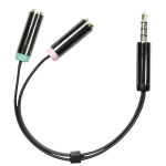 Deltaco AUD-201 audio cable 0.1 m 3.5mm 2 x 3.5mm Black