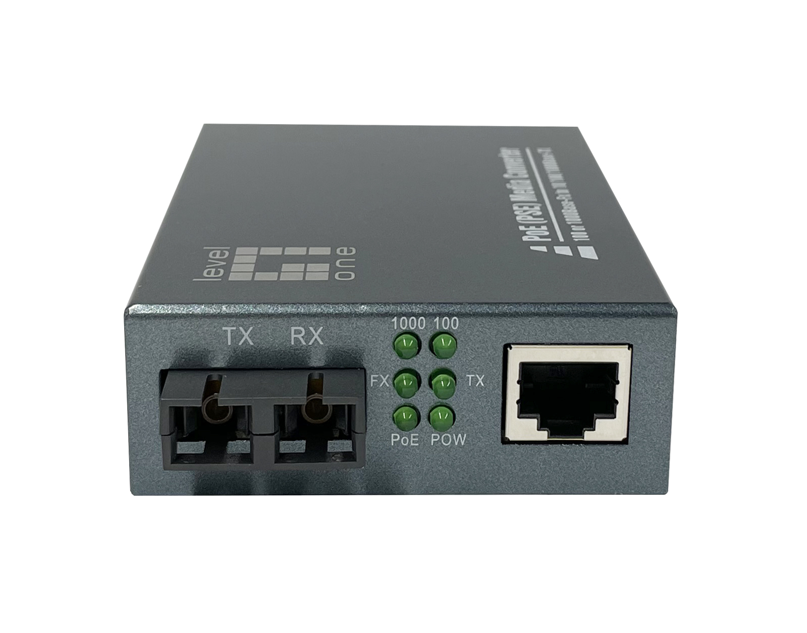 Image of LevelOne RJ45 to SC Gigabit Media Converter, PoE PSE, Single-Mode...