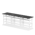Dynamic Air Back-to-Back W1600 x D600mm Height Adjustable Sit Stand 6 Person Bench Desk With Cable Ports Black Finish White Frame - HA02950 DD