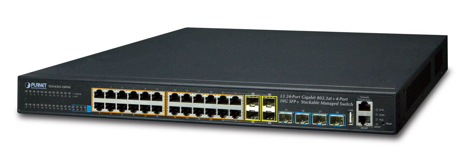 PLANET SGS-6341-24P4X network switch Managed L3 Gigabit Ethernet (10/1