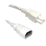 FDL 1M IEC C14 PLUG TO C5 (CLOVER LEAF) SOCKET CABLE - WHITE