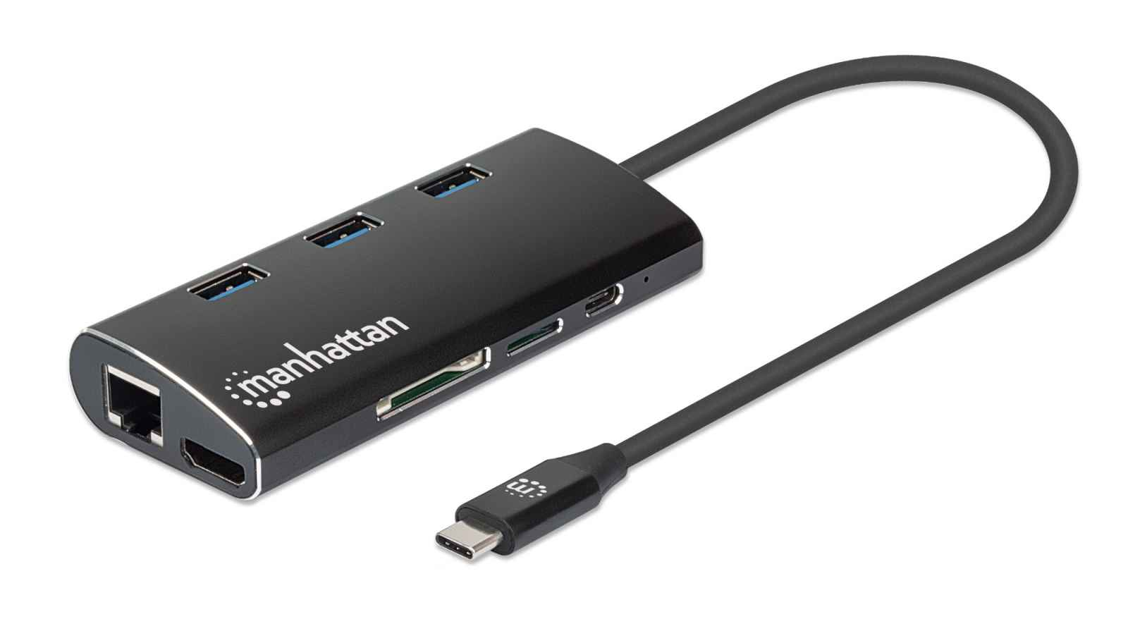 Image of Manhattan USB-C Dock/Hub with Card Reader, Ports (x6): Ethernet,...