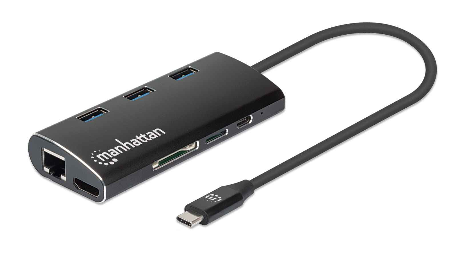 Photos - Other for Laptops MANHATTAN USB-C Dock/Hub with Card Reader, Ports (x6): Ethernet, HDMI, 152 