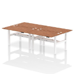 Dynamic Air Back-to-Back W1400 x D800mm Height Adjustable Sit Stand 4 Person Bench Desk With Cable Ports Walnut Finish White Frame - HA02086 DD
