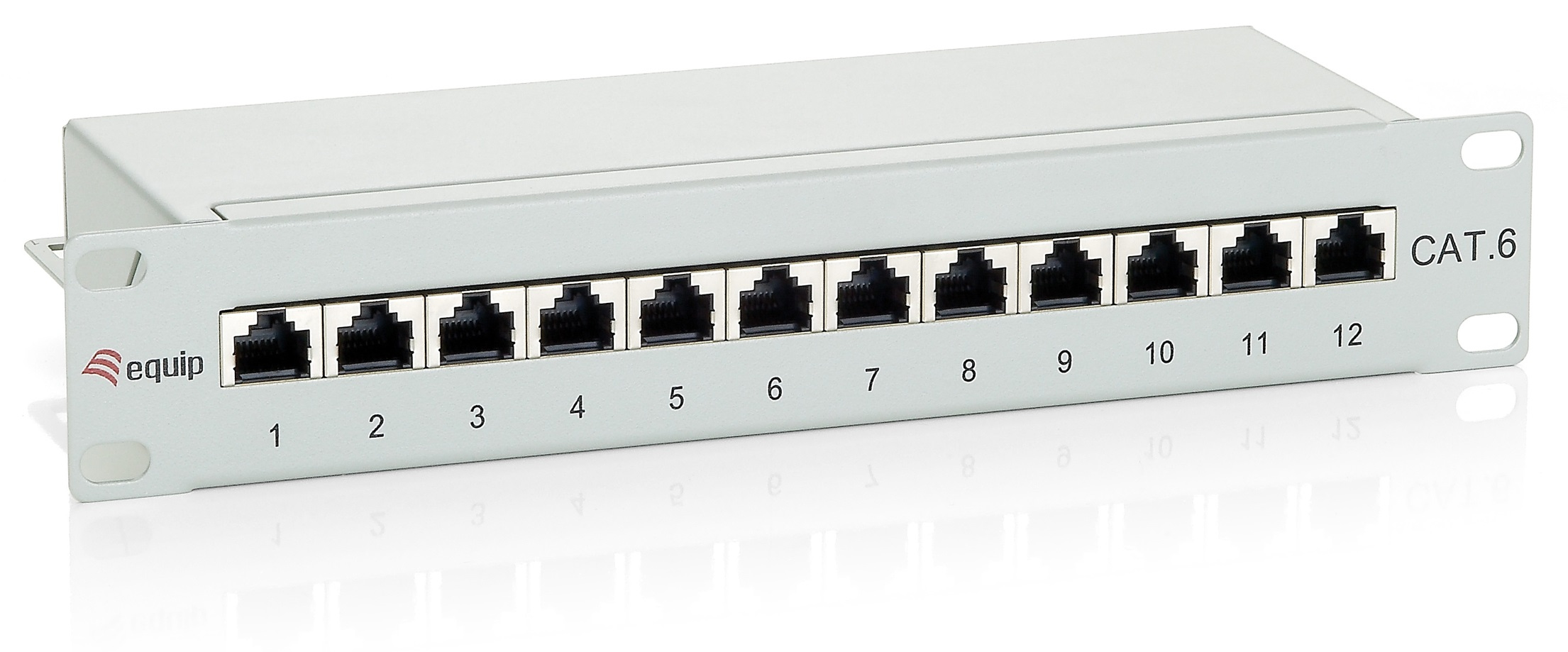 Image of Equip 12-Port Cat.6 Shielded Patch Panel, Light Grey