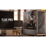 Antec FLUX PRO, E-ATX, Premium Walnut, Iunity Temperature Disp. CPU and GPU LED Display, 6x High Performance Fans, ARGB PWN Ctrl, PSU Shift, Case