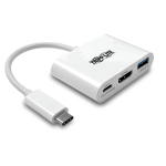 Tripp Lite U444-06N-HU-C USB-C to HDMI Adapter with USB-A Port and PD Charging, HDCP, White