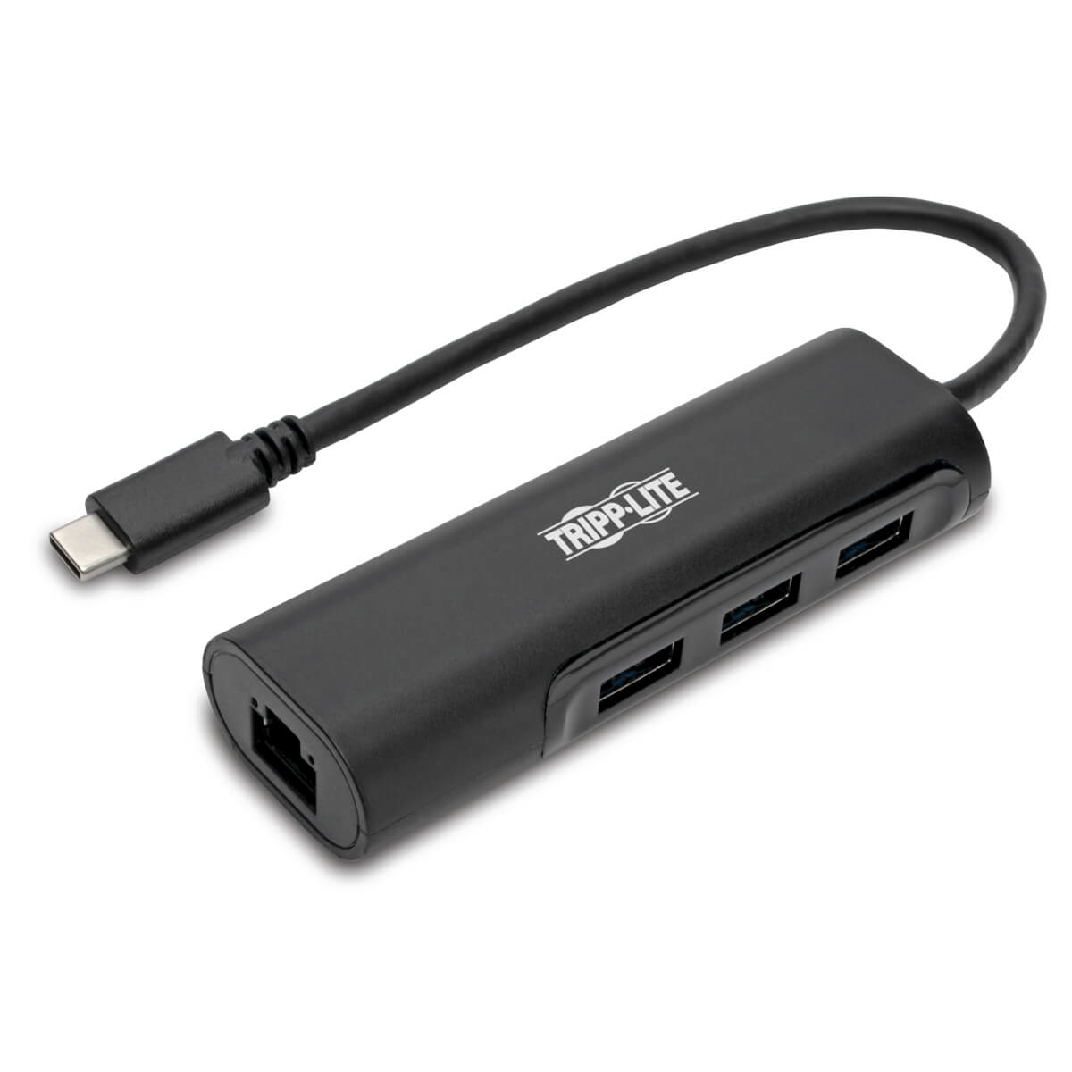 Image of Tripp Lite U460-003-3A1GB 3-Port USB 3.x (5Gbps) Hub with LAN...