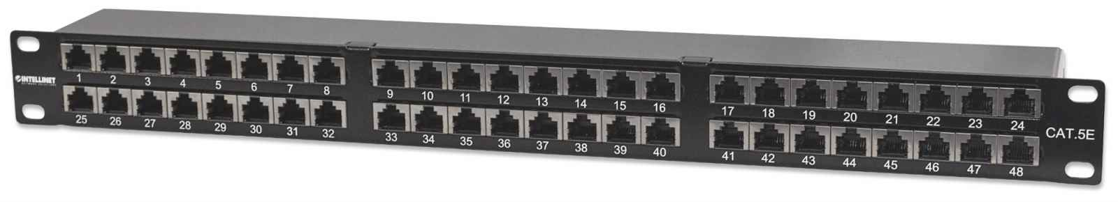 Intellinet Patch Panel. Cat5e. FTP. 48-Port. 1U. Shielded. 90° Top-Ent