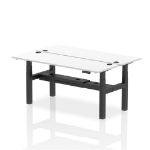 Dynamic Air Back-to-Back W1800 x D600mm Height Adjustable Sit Stand 2 Person Bench Desk With Cable Ports White Finish Black Frame - HA02532 DD