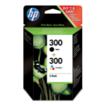 HP 300 originele zwarte/drie-kleuren inktcartridges, 2-pack