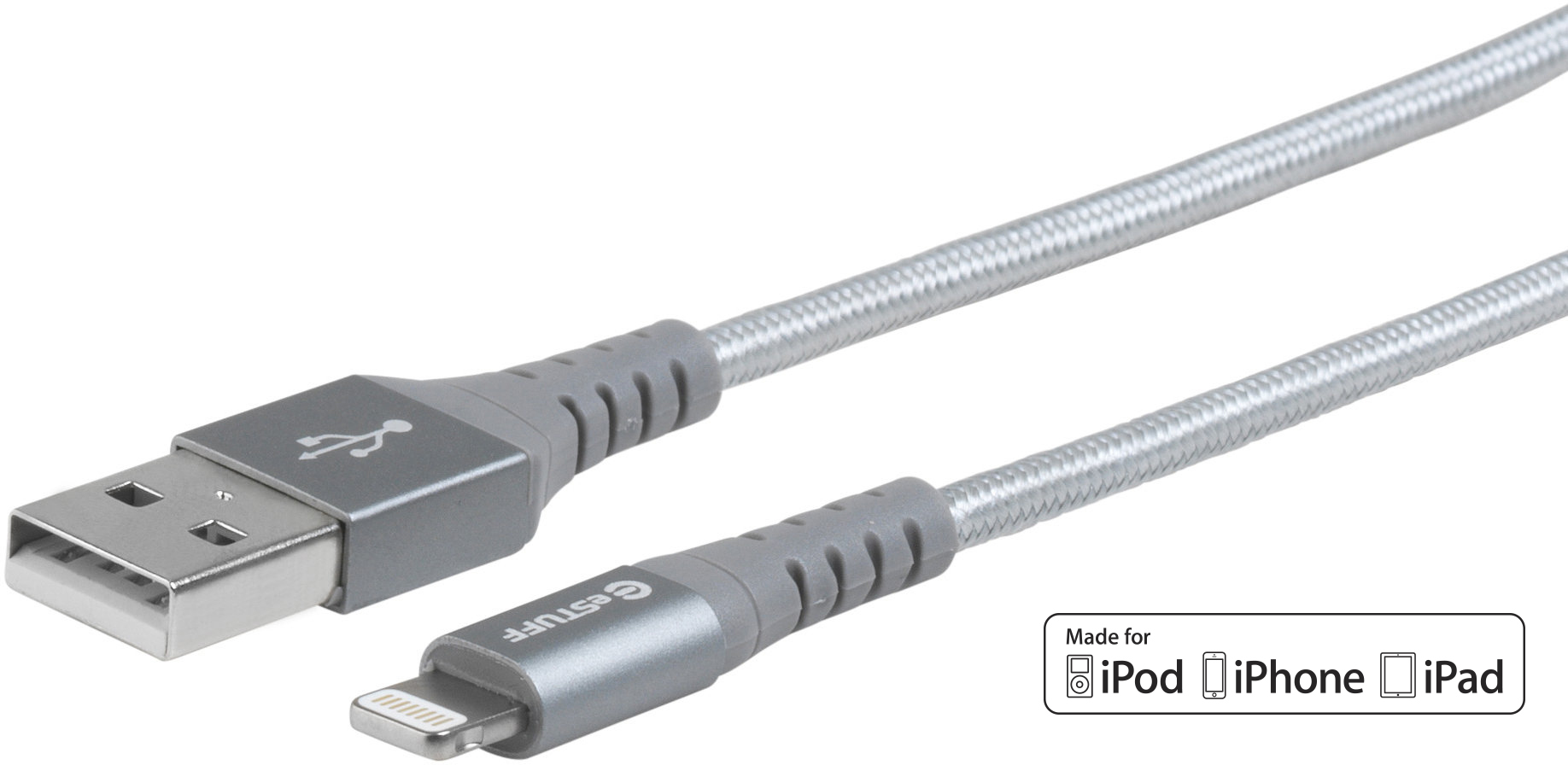 eSTUFF Lightning Cable MFI 1m Grey Grå