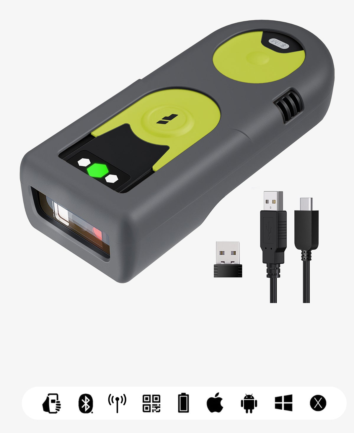 Inateck BCST-42 Handheld bar code reader 2D CMOS Black, Green, Grey