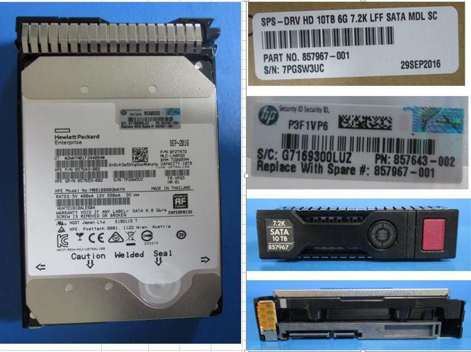 HPE DRV HDD 10TB 6G 7.2K LFF SATA MDL SC