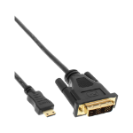 InLine Mini-HDMI to DVI cable, HDMI C male to DVI 18+1 male, gold plated, 3m