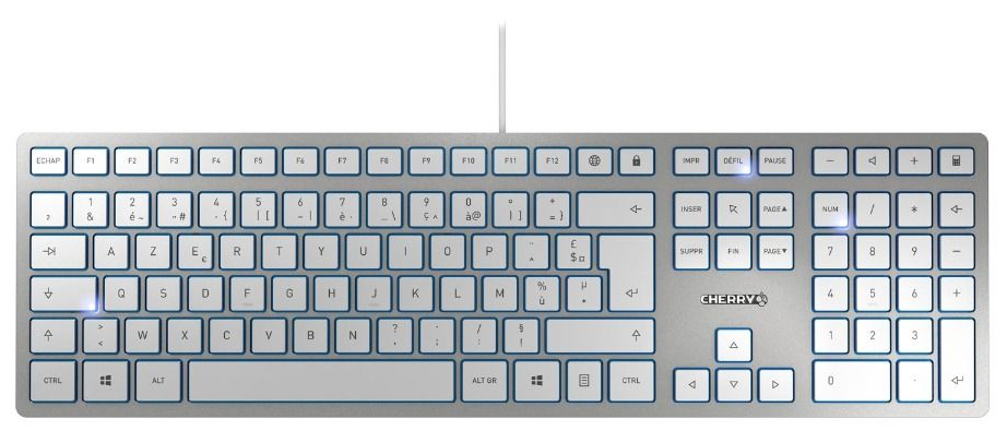 CHERRY KC 6000 Slim keyboard Universal USB AZERTY French Silver, White