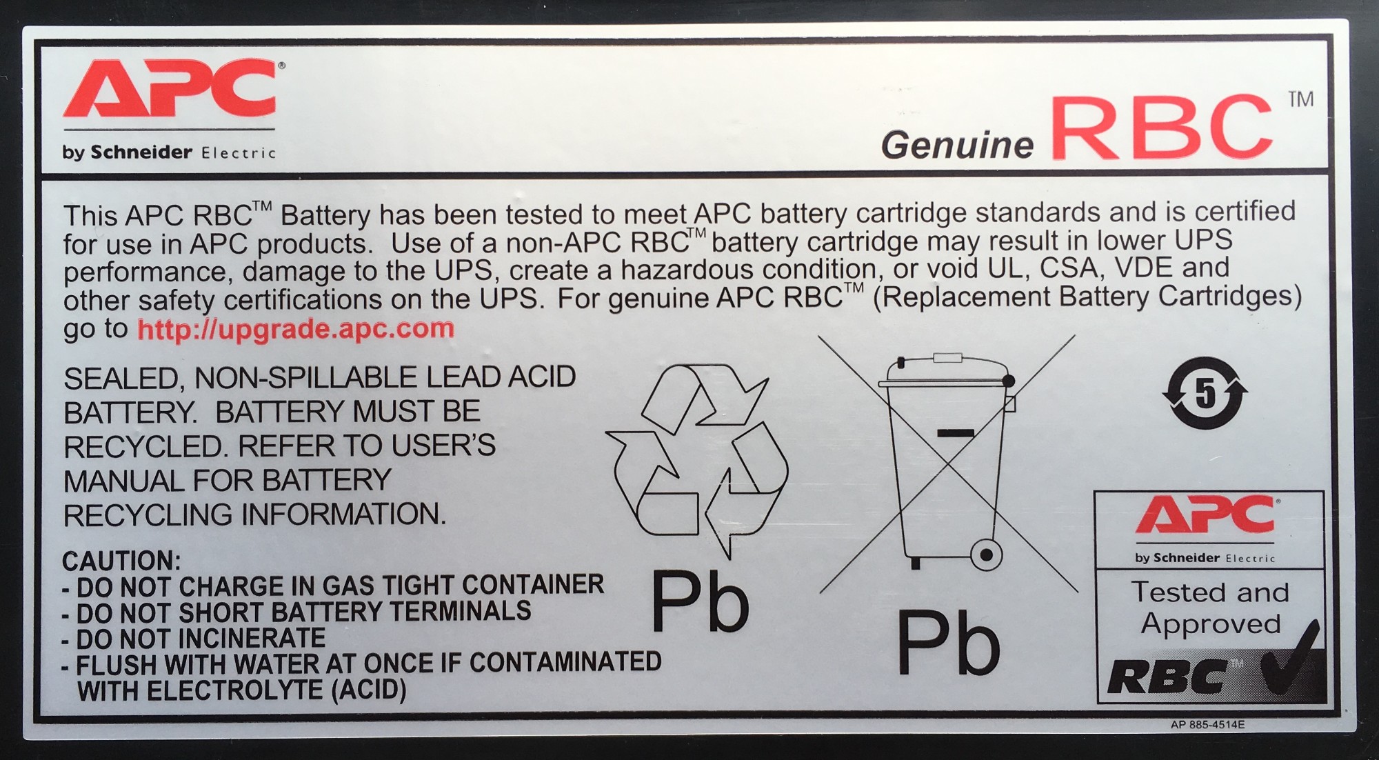 APC RBC31 UPS-batterier Slutna blybatterier (VRLA)