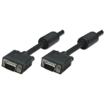 Manhattan VGA Monitor Cable (with Ferrite Cores), 1.8m, Black, Male to Male, HD15, Cable of higher SVGA Specification (fully compatible), Shielding with Ferrite Cores helps minimise EMI interference for improved video transmission, Lifetime Warranty, Poly