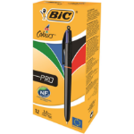 BIC 4 Colours Black Barrel Pro Ball Pen Pack of 12