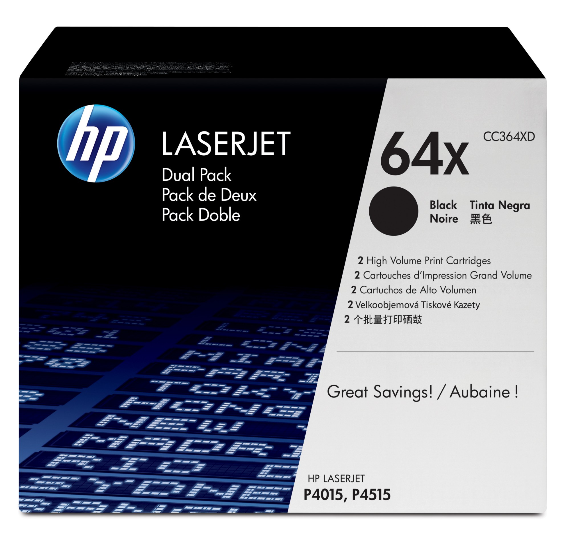 HP CC364XD/64XD Toner Cartridge Black Twin pack. 2x24K Pages ISO/IEC 1