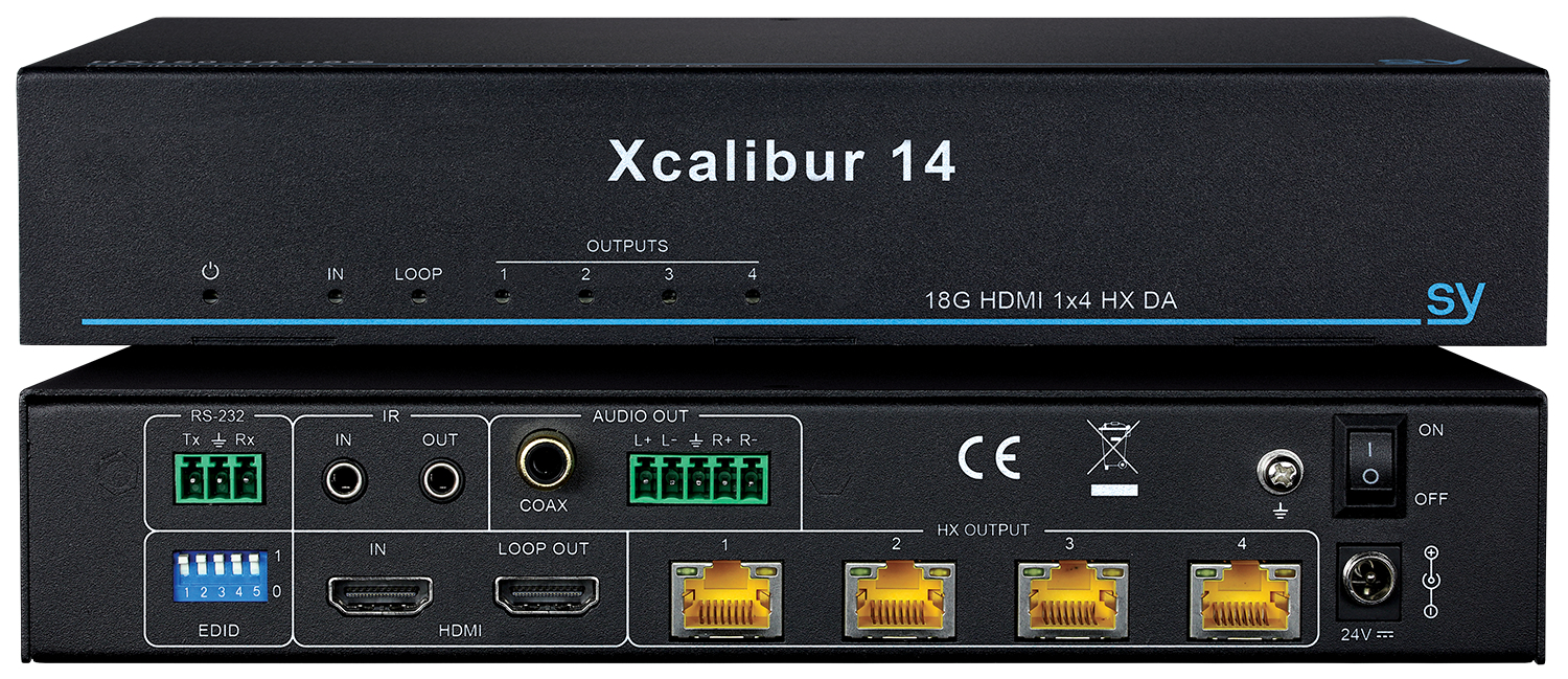 SY Electronics Xcalibur 18G 1:4 Splitter - Includes 4x Xcalibur Recivers HDMI