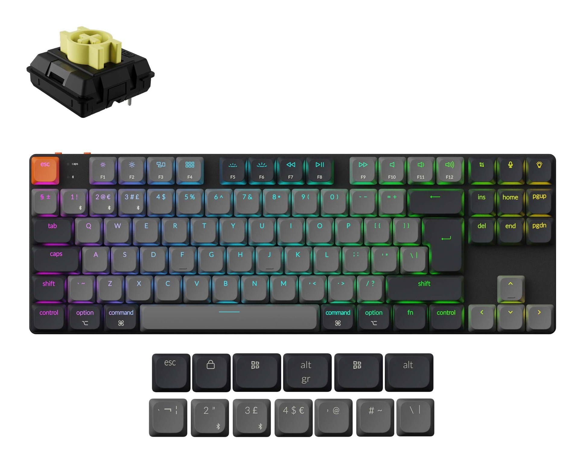 Keychron K1 keyboard Universal USB + Bluetooth QWERTY UK English Grey