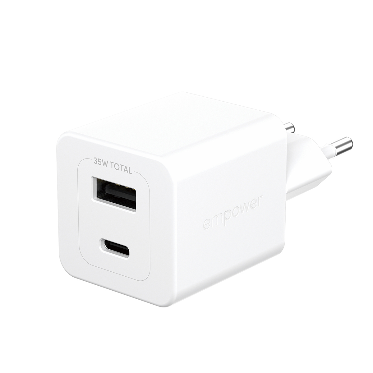 PanzerGlass empower by Â® Turbo 35W Charger incl. USB-C + USB-A | EU Plug | Silver White