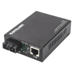 Intellinet Gigabit PoE+ Media Converter, 1000Base-T RJ45 Port to 1000Base-LX (SC) Single-Mode, 20 km (12.4 mi.), PoE+ Injector