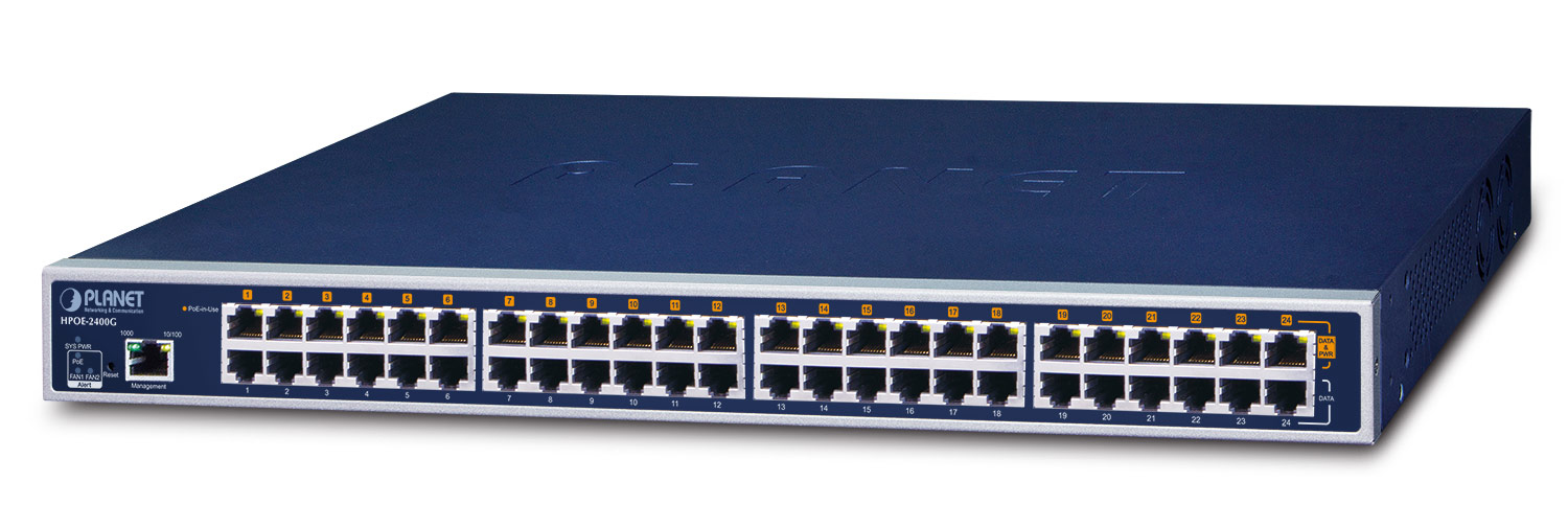 PLANET HPOE2400G network switch Managed Gigabit Ethernet (10/100/1000) Power over Ethernet (PoE) 1U Blue