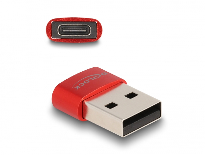 DeLOCK USB 2.0 Adapter USB Type-A male to USB Type-C female red