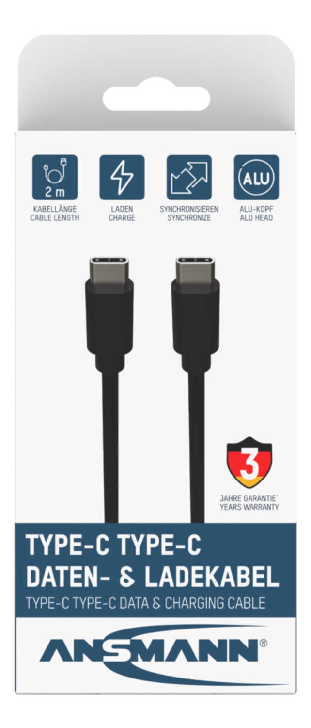 Ansmann 1700-0122 USB cable 2 m USB C Black