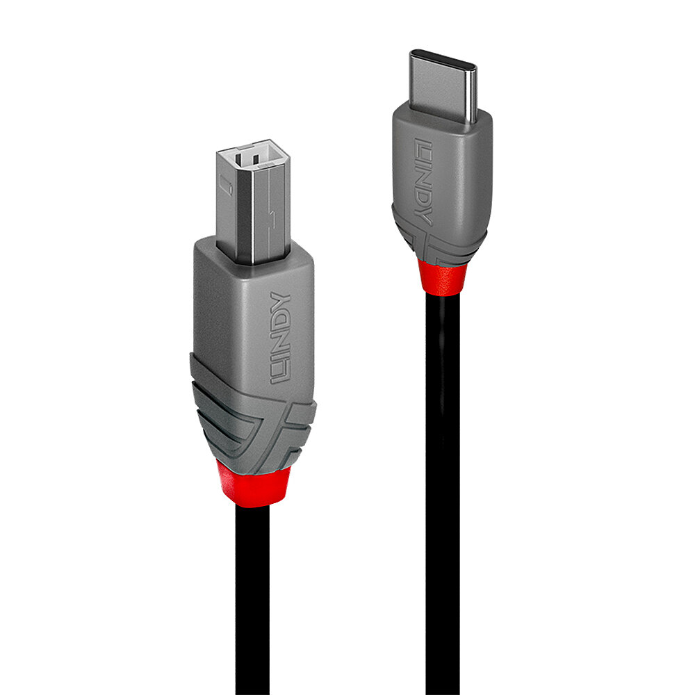 Image of Lindy 3m USB 2.0 Typ C an B Kabel, Anthra Line