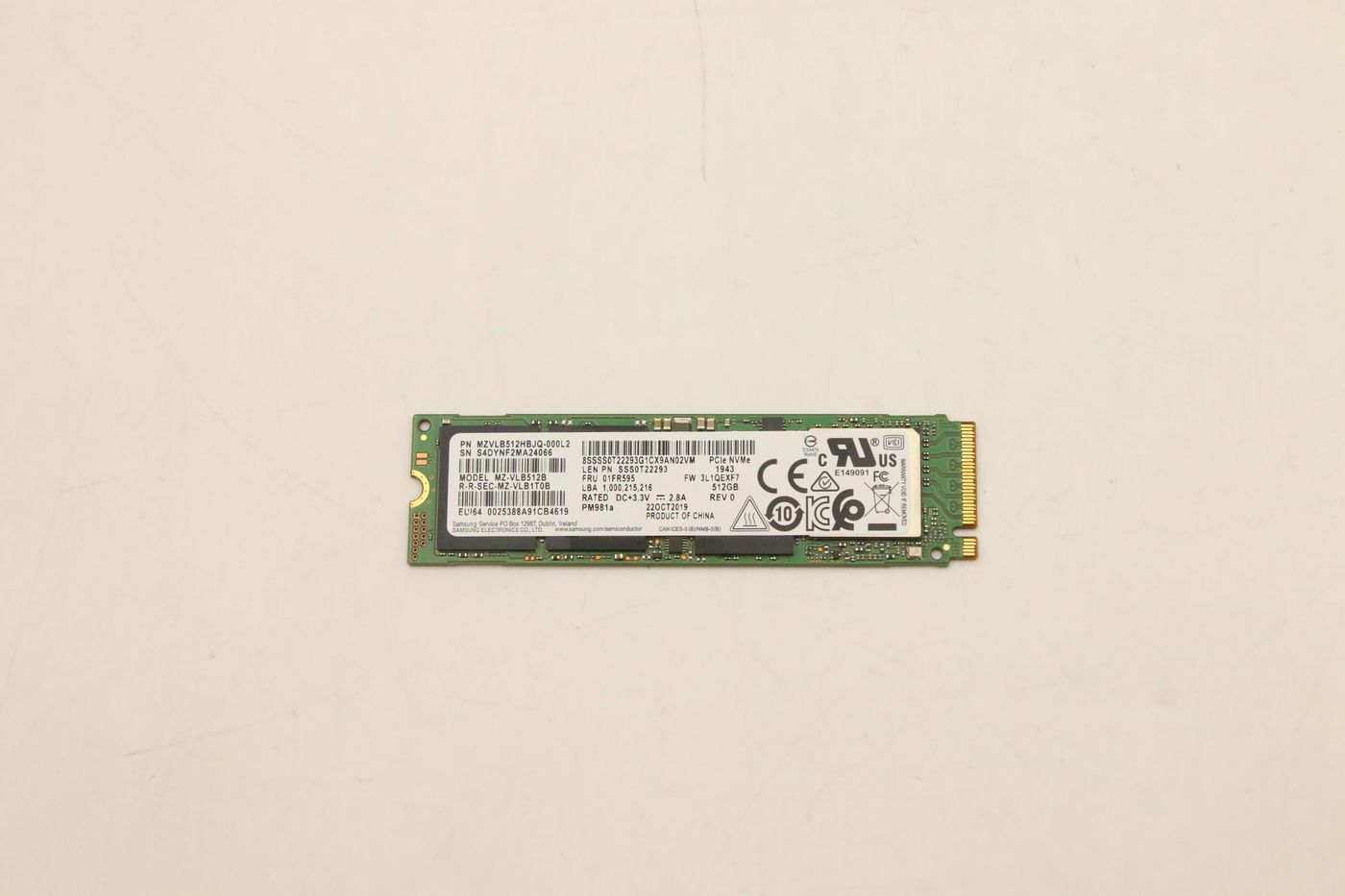 Image of Lenovo SAMSUNG PM981a 512GB M.2 PCIe - Approx 1-3 working day lead.