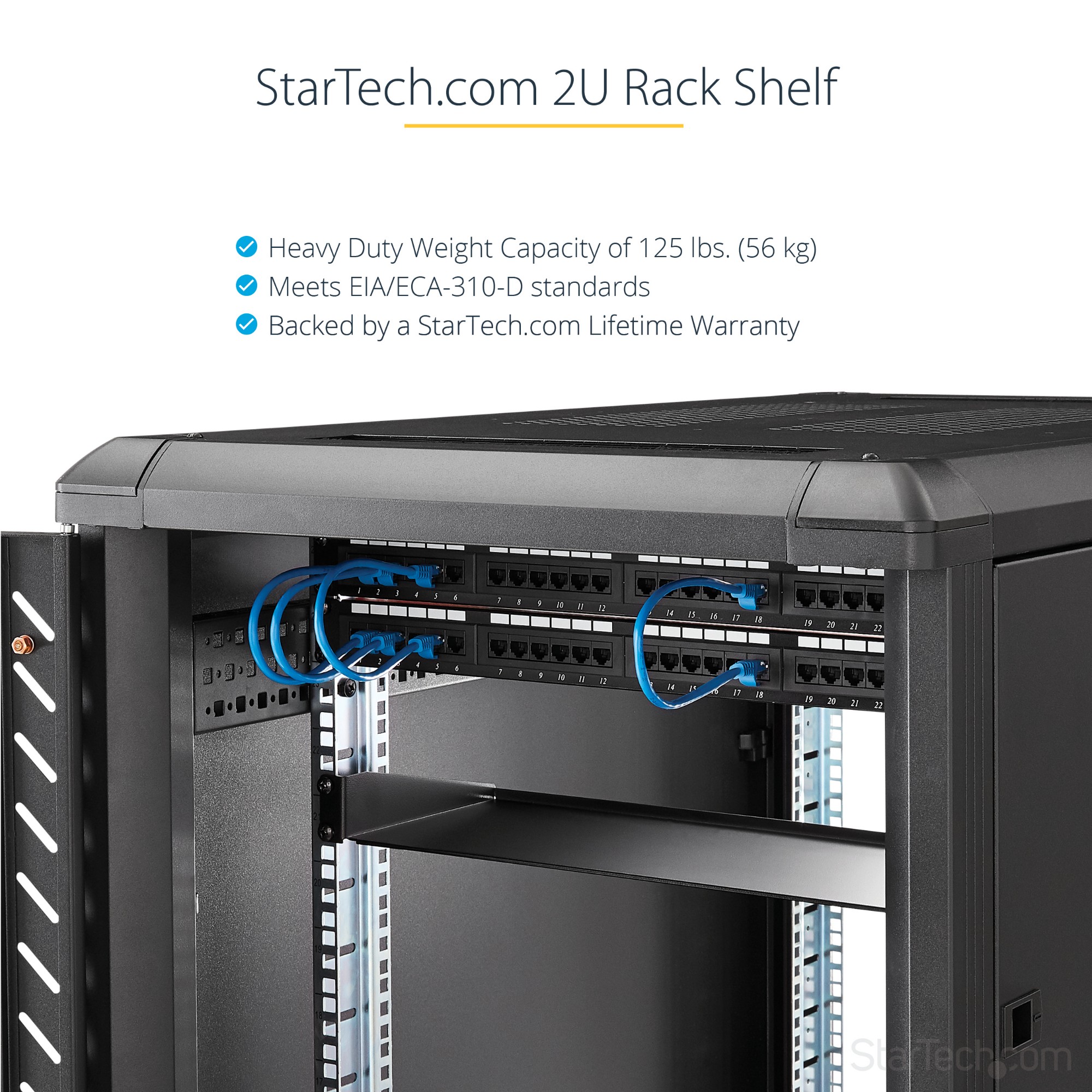 StarTech.com 2U Rack Mount Cantilever Shelf - 125lbs / 56kg - 18 in. Deep