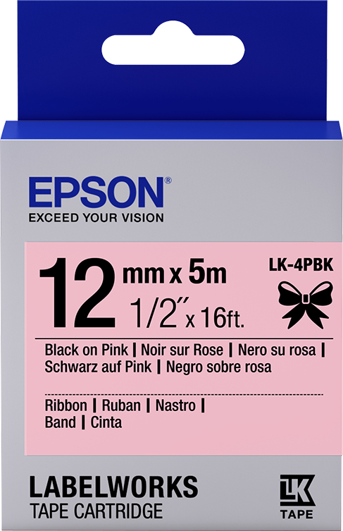 Epson Black/Pink C53s654031/Lk-4Pbk Directlabel-Etikettes On 12Mm X 5M