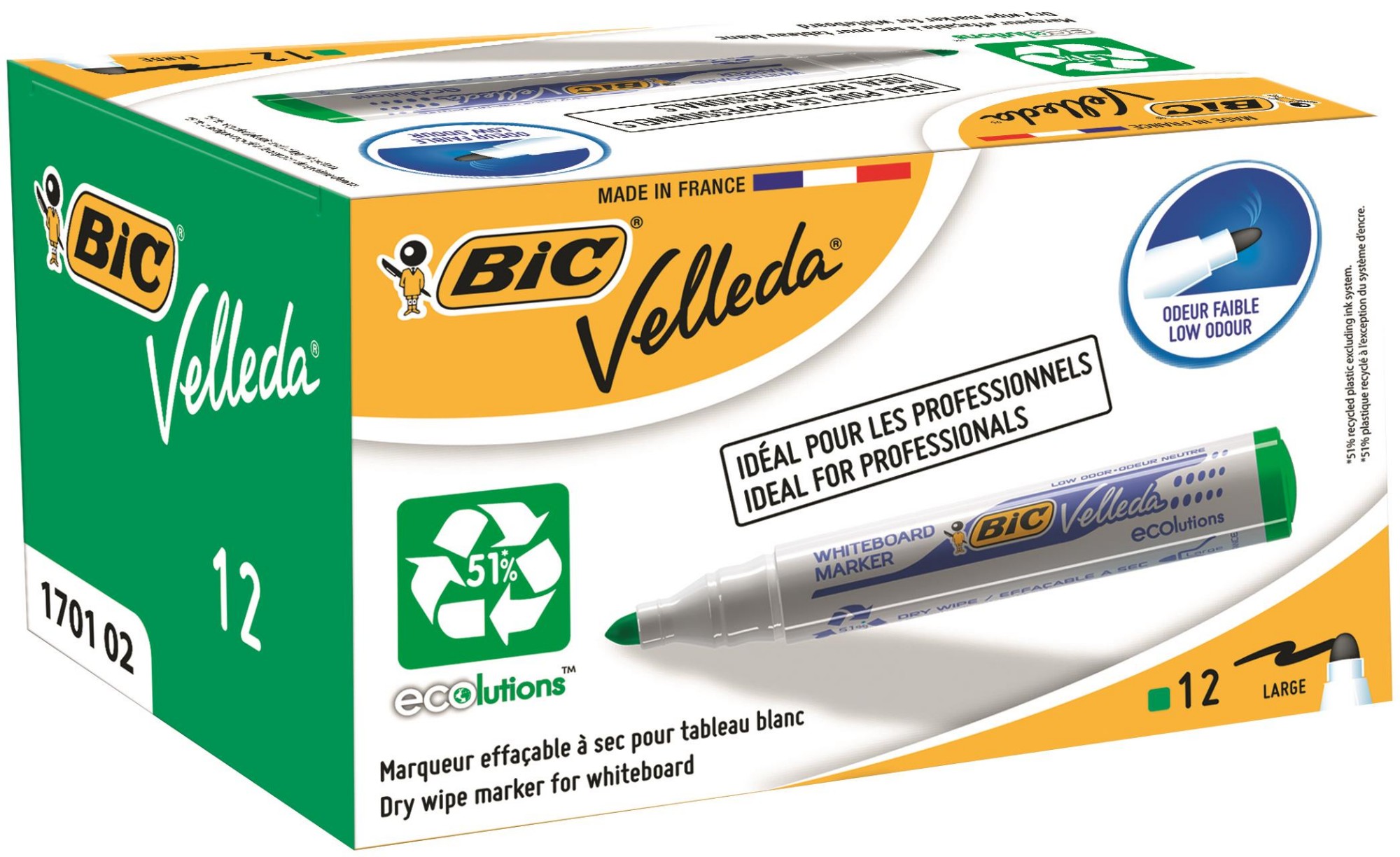 BIC Velleda 1701 Whiteboard Marker Bullet Tip 1.5mm Line Green Pack of 12