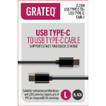GRATEQ 85062QC USB-kablar 2,25 m USB 2.0 USB C Svart