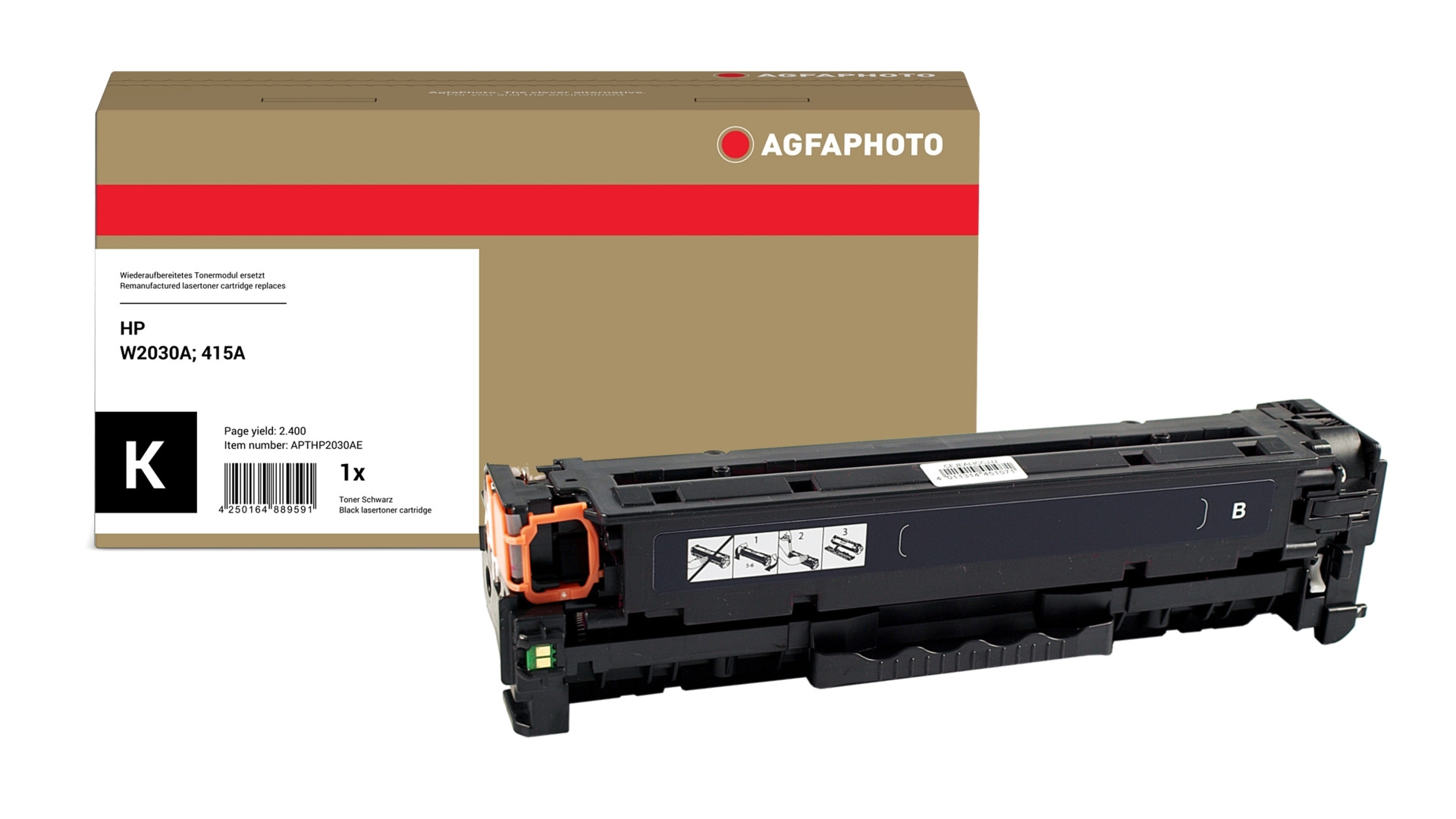 AgfaPhoto Compatible Toner Cartridge. Black. Replacement for HP W2030A