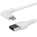 StarTech.com 2m USB A to - Durable 90 Degree Right Angled White USB Type A to Lightning Connector Sync & Charger Cord w/Aramid Fiber Apple MFI Certified iPad iPhone 11