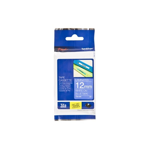 Image of Brother TZE-535 DirectLabel white on blue Laminat 12mm x 8m for...