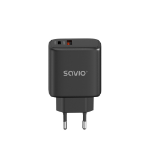 Savio LA-06/B USB Quick Charge Power Delivery 3.0 30W Internal charger Headset, Mouse, Tablet, Telephone, Watch Black Outdoor