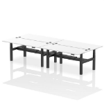 Dynamic Air Back-to-Back W1800 x D800mm Height Adjustable Sit Stand 4 Person Bench Desk With Cable Ports White Finish Black Frame - HA02742 DD
