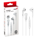 Genius Computer Technology HS-M365W USB-C In-Ear Earbuds with In Line Microphone and Volume Controls (White)