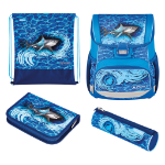 Herlitz Loop Plus Blue Shark school bag set Boy Polyester Blue, Grey