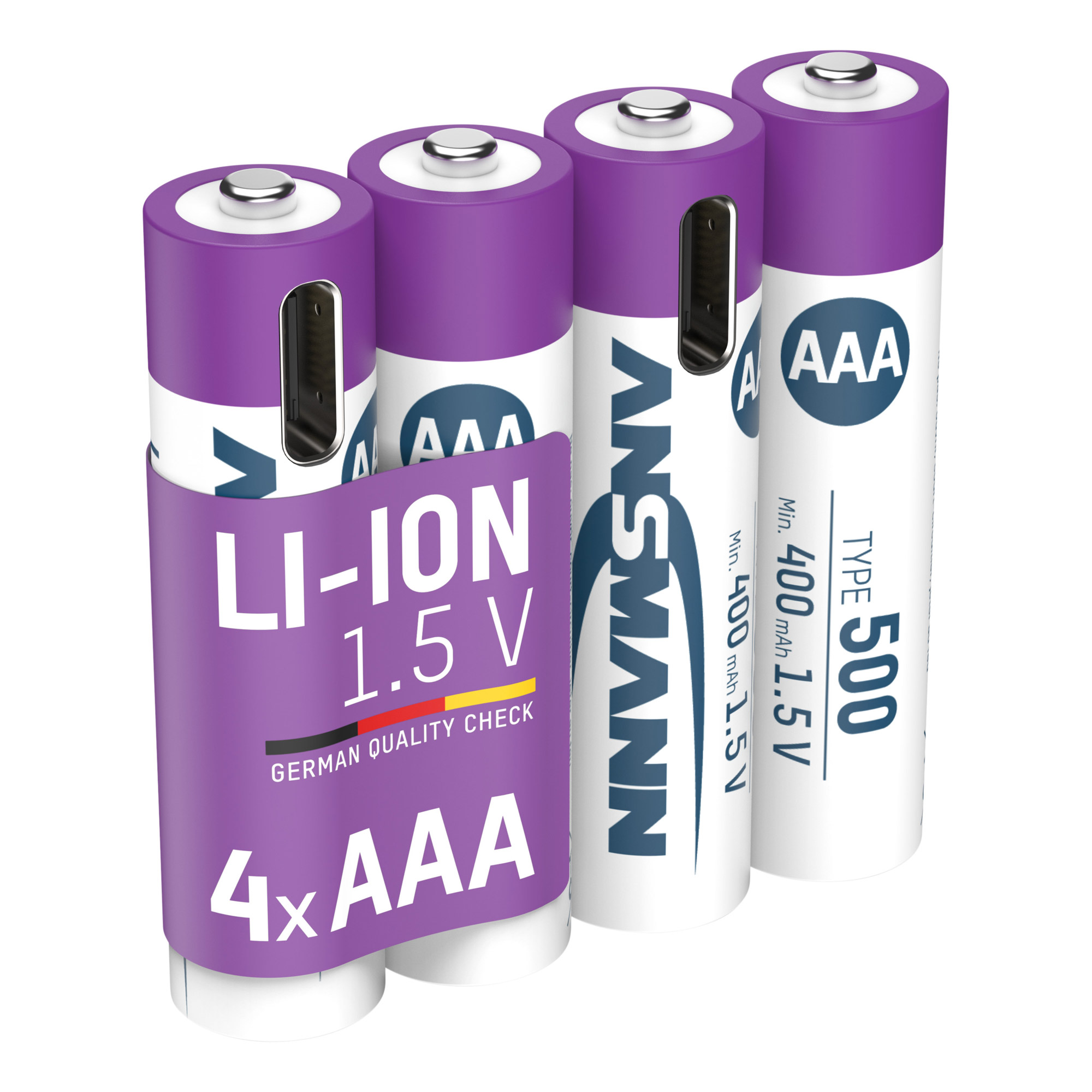 1311-0028 ANSMANN LR03 USB-C Micro AAA -Akku Li-Ion 500 mAh 1.5 V 4 St. 1311-0028 - Akku - Micro (AAA)
